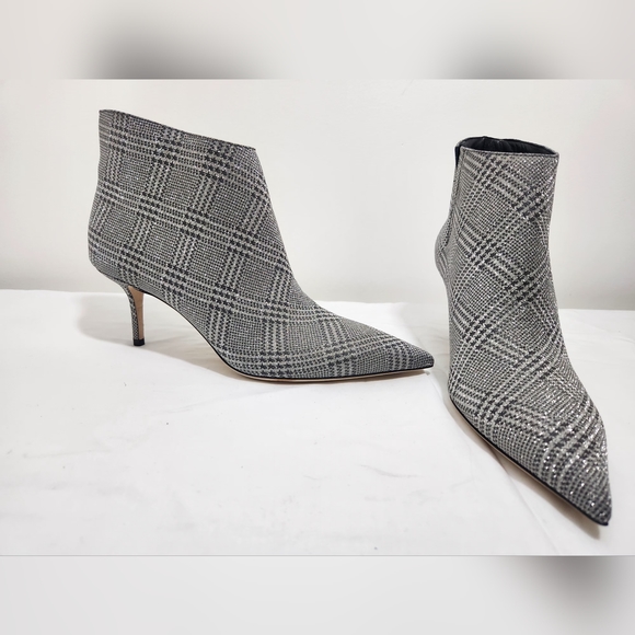 Jimmy Choo Marinda 65 Glitter Silver Plaid Print Ankle boots Size 41 - Picture 12 of 12